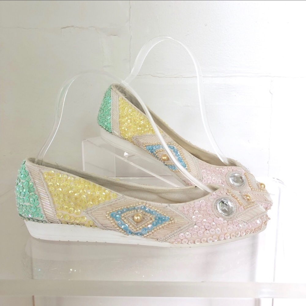 Frankie baby vtg beaded sequence 80’s flats 6.5